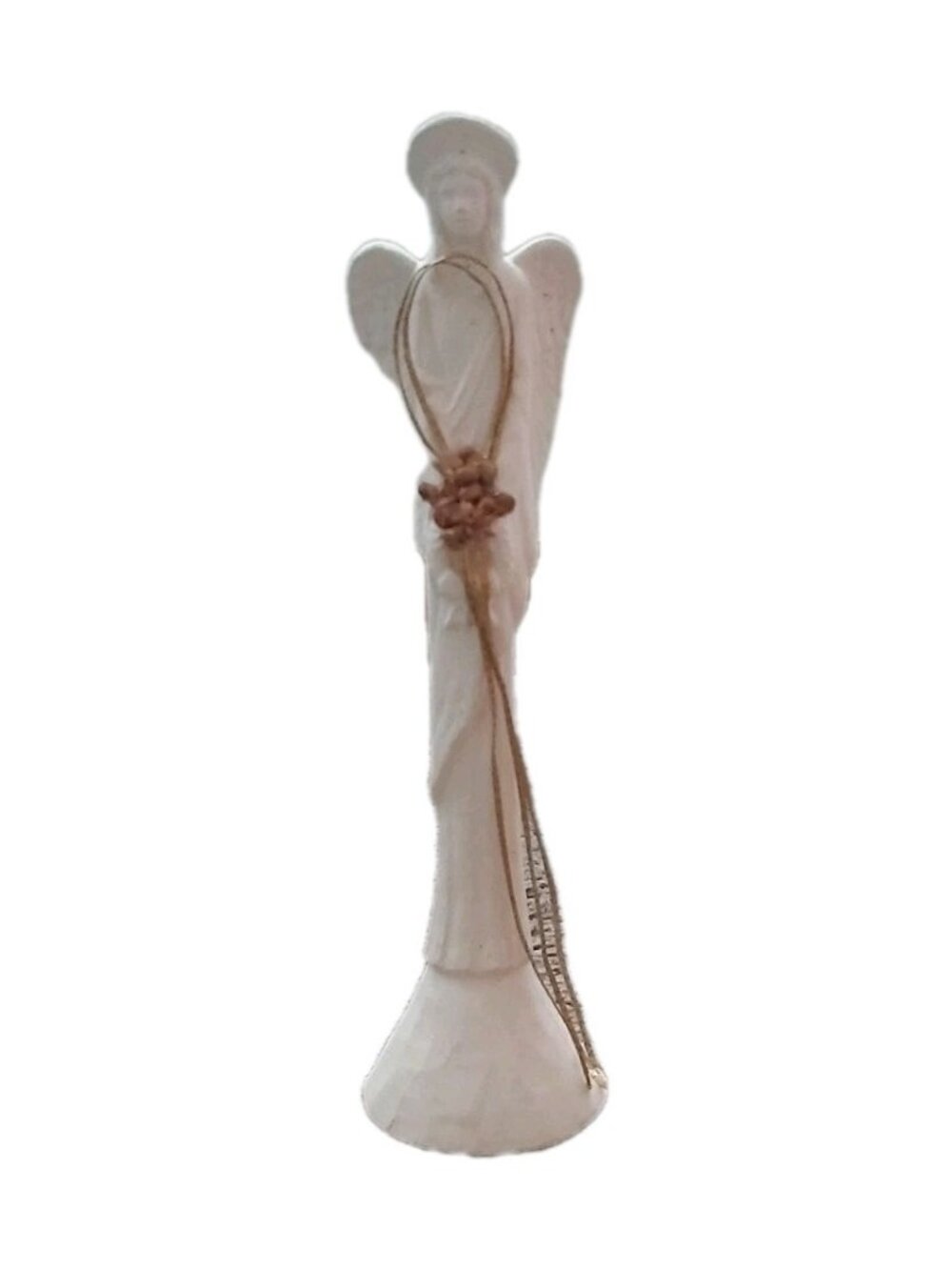 Vintage Victorian Matte White Angel Figurine with Gilded Fruit Accent